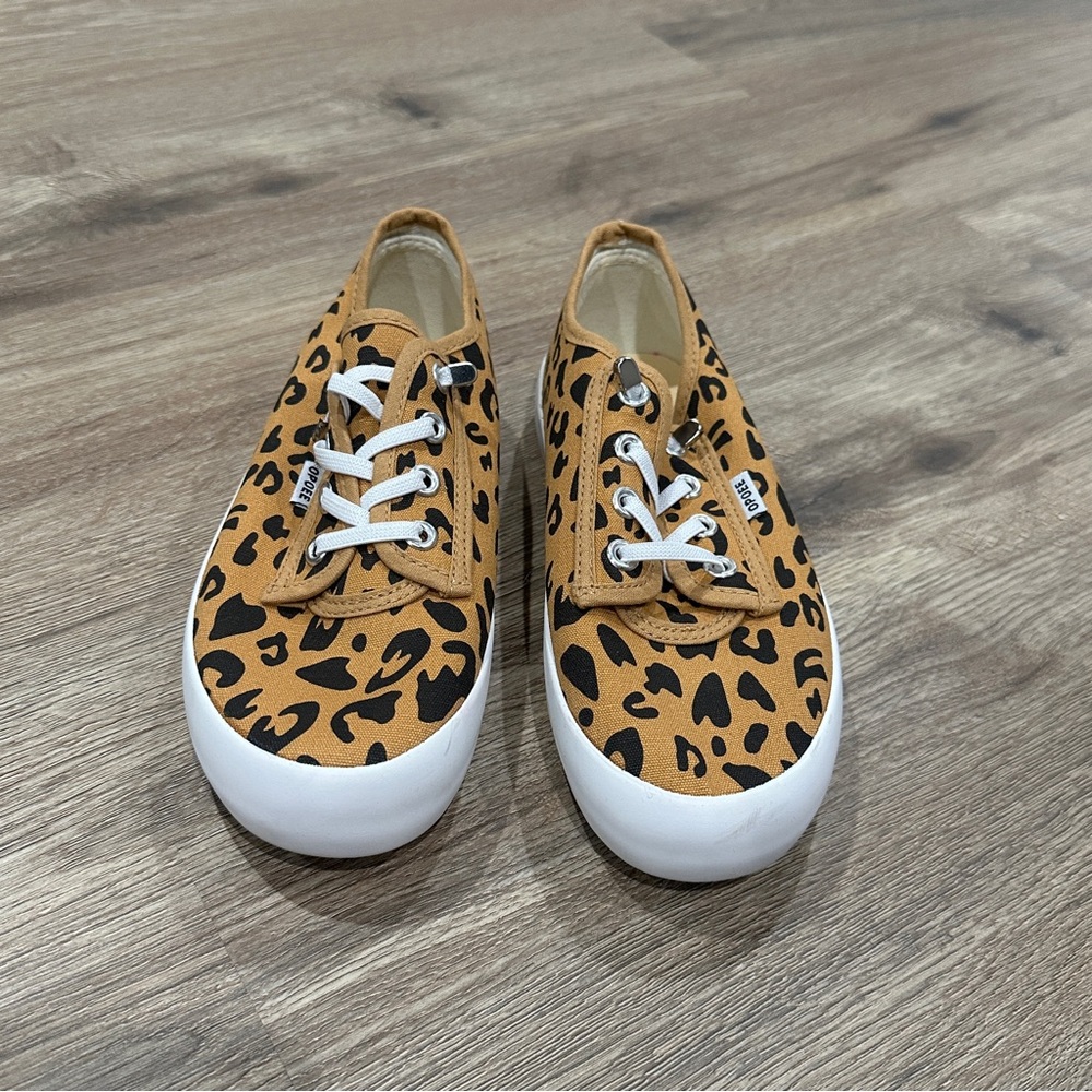 Leopard Print Kids Shoes with White Accents